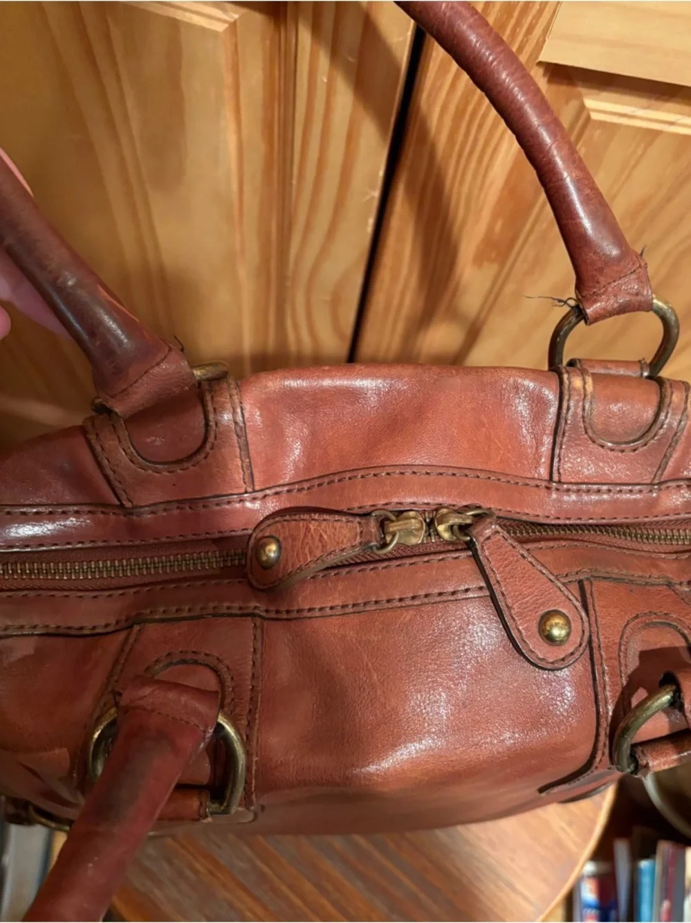 Banana Republic leather bowling-style bag or satchel